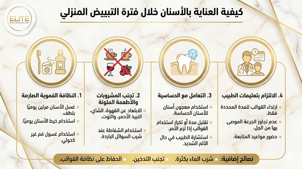 كيفية العناية بالأسنان خلال فترة التبييض المنزلي