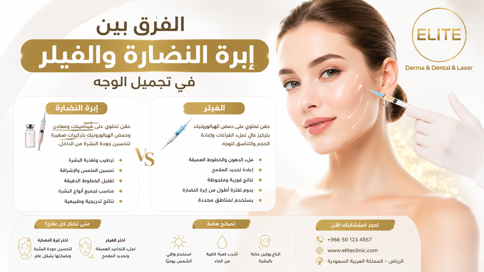 الفرق بين إبرة النضارة والفيلر في تجميل الوجه