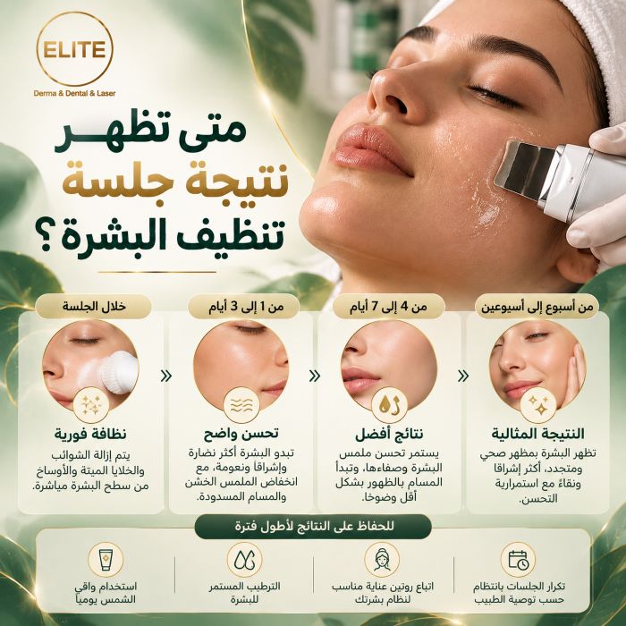 متى تظهر نتيجة جلسة تنظيف البشرة؟